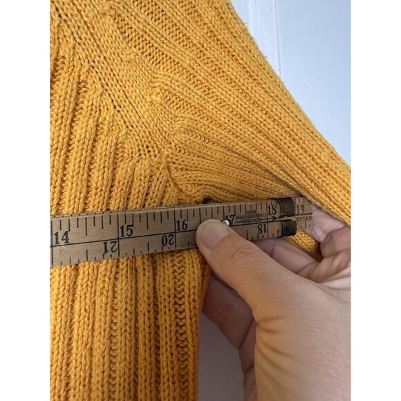 GANT Mustard Yellow Cable Knit High Neck Sweater Size Small 100% Cotton - Picture 7 of 9